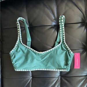 Xhilaration by Target shadow green with white trim bikini top D/DD NWTS